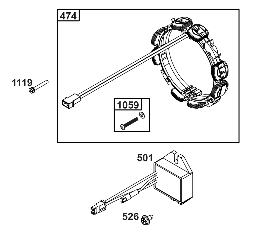 Alternator Group Diagram and Parts List for 385777-0010-B5  Briggs and Stratton Engine